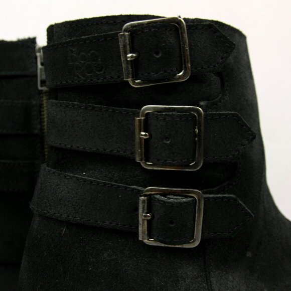 BooRoo Jules Leather Suede Fleece Side Zip Chunky Buckle Ankle Boots Booties 9 - Picture 8 of 13
